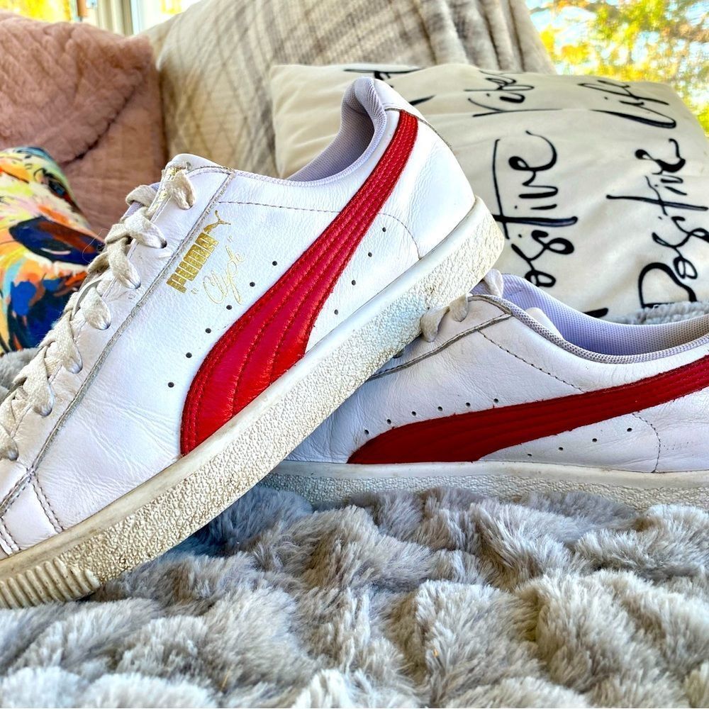 💥Mens “CLYDE” Red & White Puma Sneakers💥